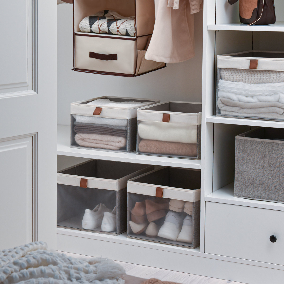 Rebrilliant Fabric Storage Bin set, Closet Decorative Baskets (Set of 3)